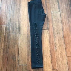 Black lace up leggings